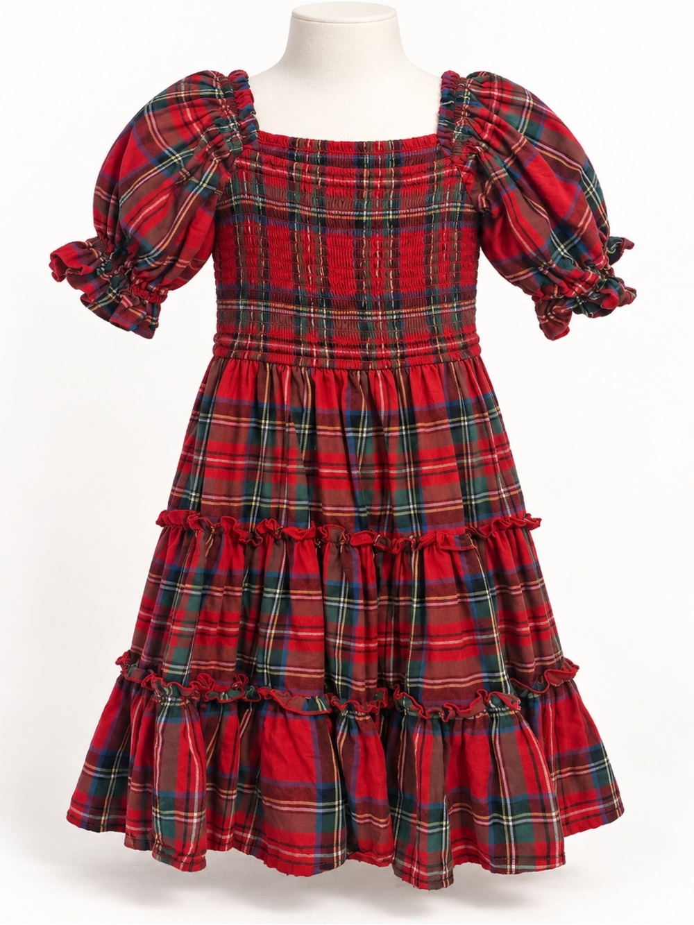 IVY CITY Girl’s Red Plaid Smocked Kids Dress